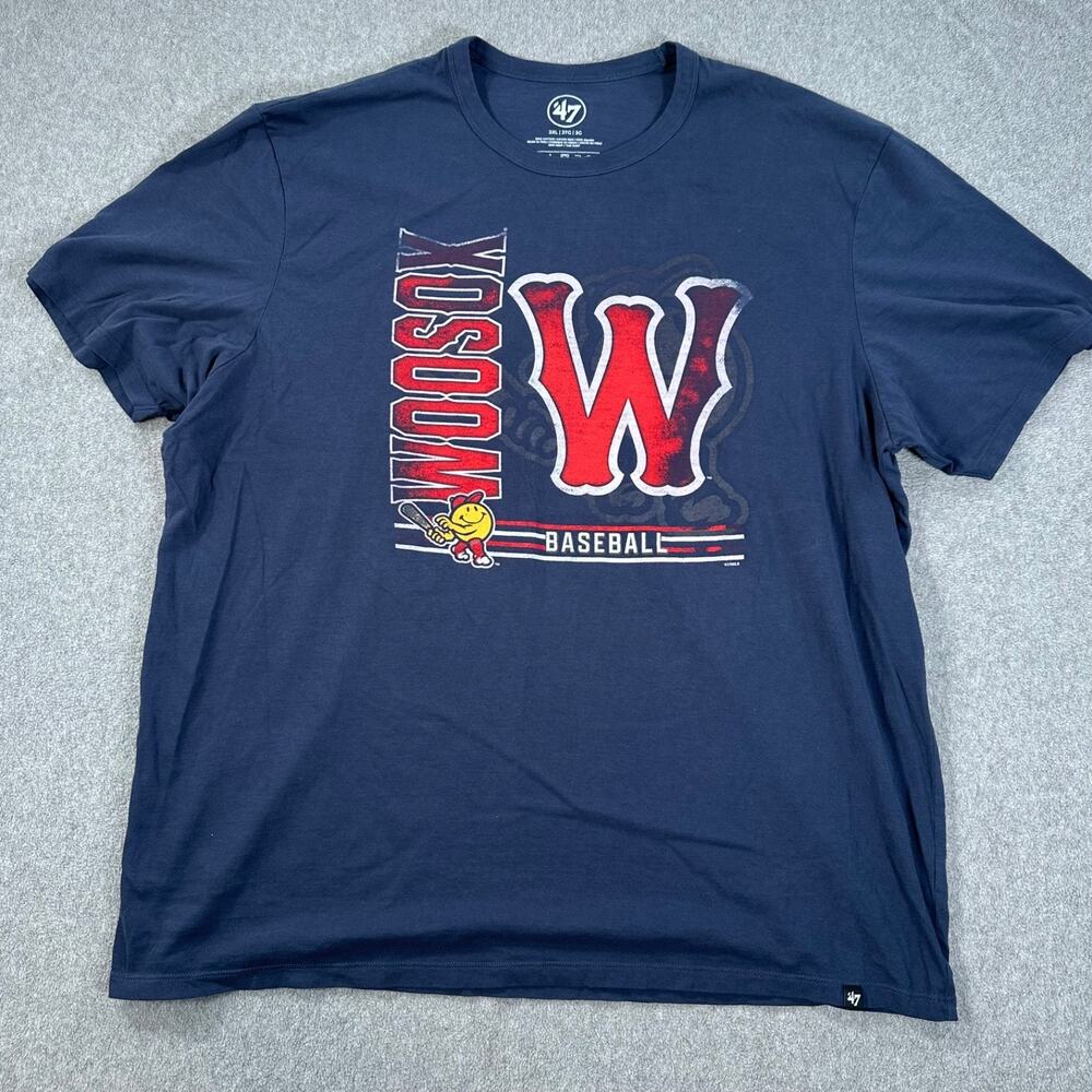 WooSox Baseball 47 Brand Worcester Red Sox Triple A MiLB Shirt Size 3XL Blue